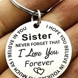 1 pc Sister I Love You Keychain Pendant Vintage Stainless Steel Bag Keyring Ornament Bag Purse Charm Accessories