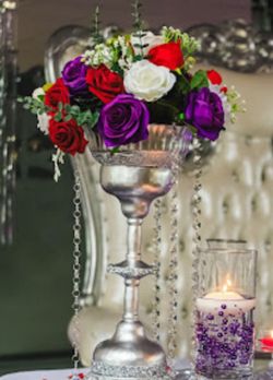 16” Glass Silver Centerpiece