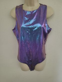 Wearever Purple Metallic Bodysuit Snap Closure NWTs Sz XL