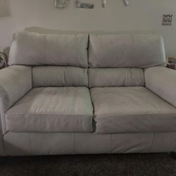 2 White Leather Couches