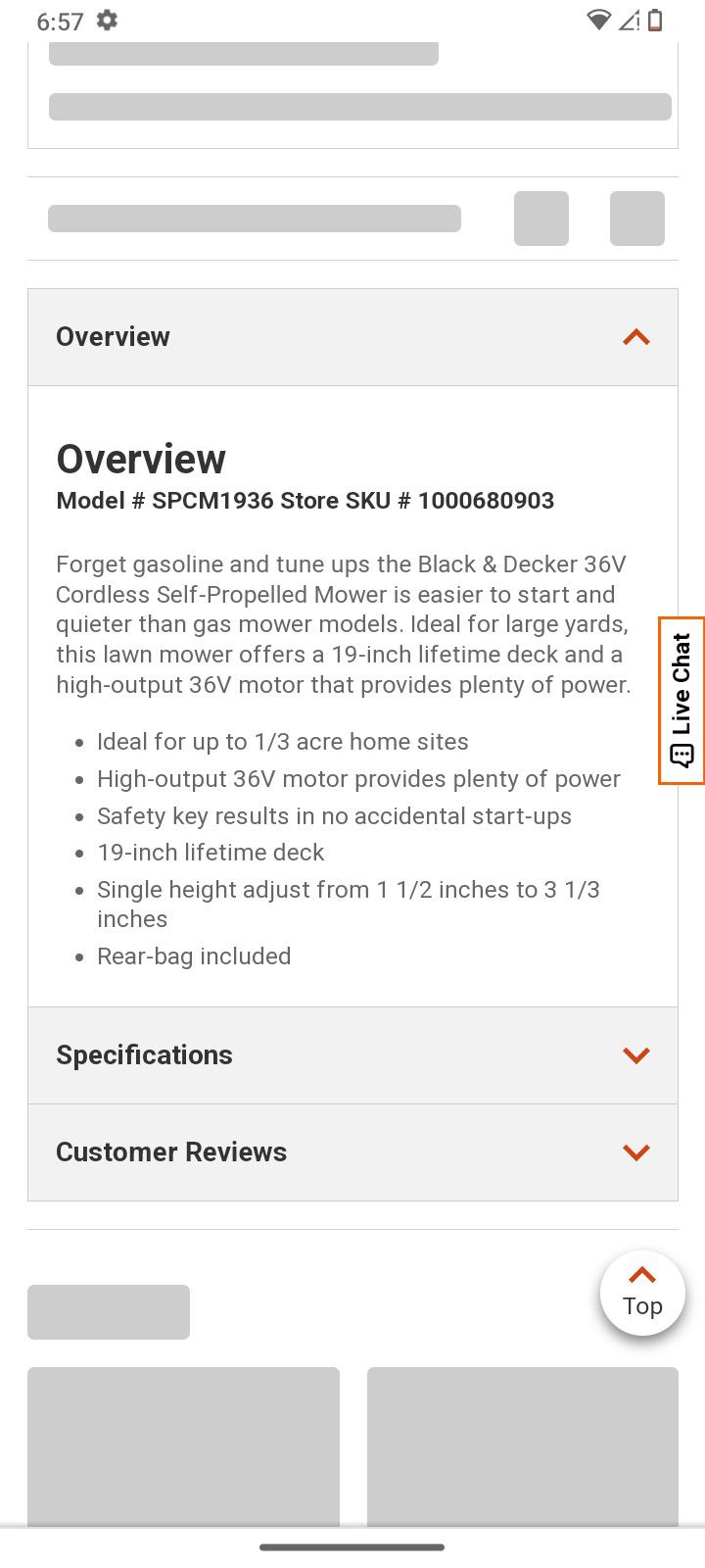 black decker SPCM1936 36v 19 self propelled rechargeable mower