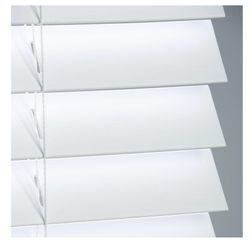 White Cordless Faux Wood Blind 58”W x 50” H