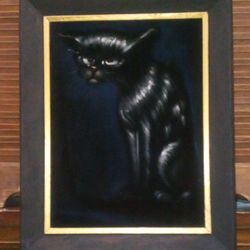Vintage Velvet Cat Painting
