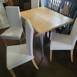 Dining Table and 4 White Chairs