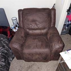 Suede Leather Brown Recliner Chair That Plugs In