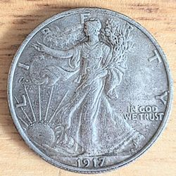 1917 Walking Liberty Half Dollar Coin with Mint Mark Errors, D/S