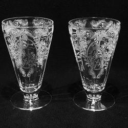 Vintage Glastonbury Lotus Springtime 5.25” Tumblers Set of 2 Very Rare. 