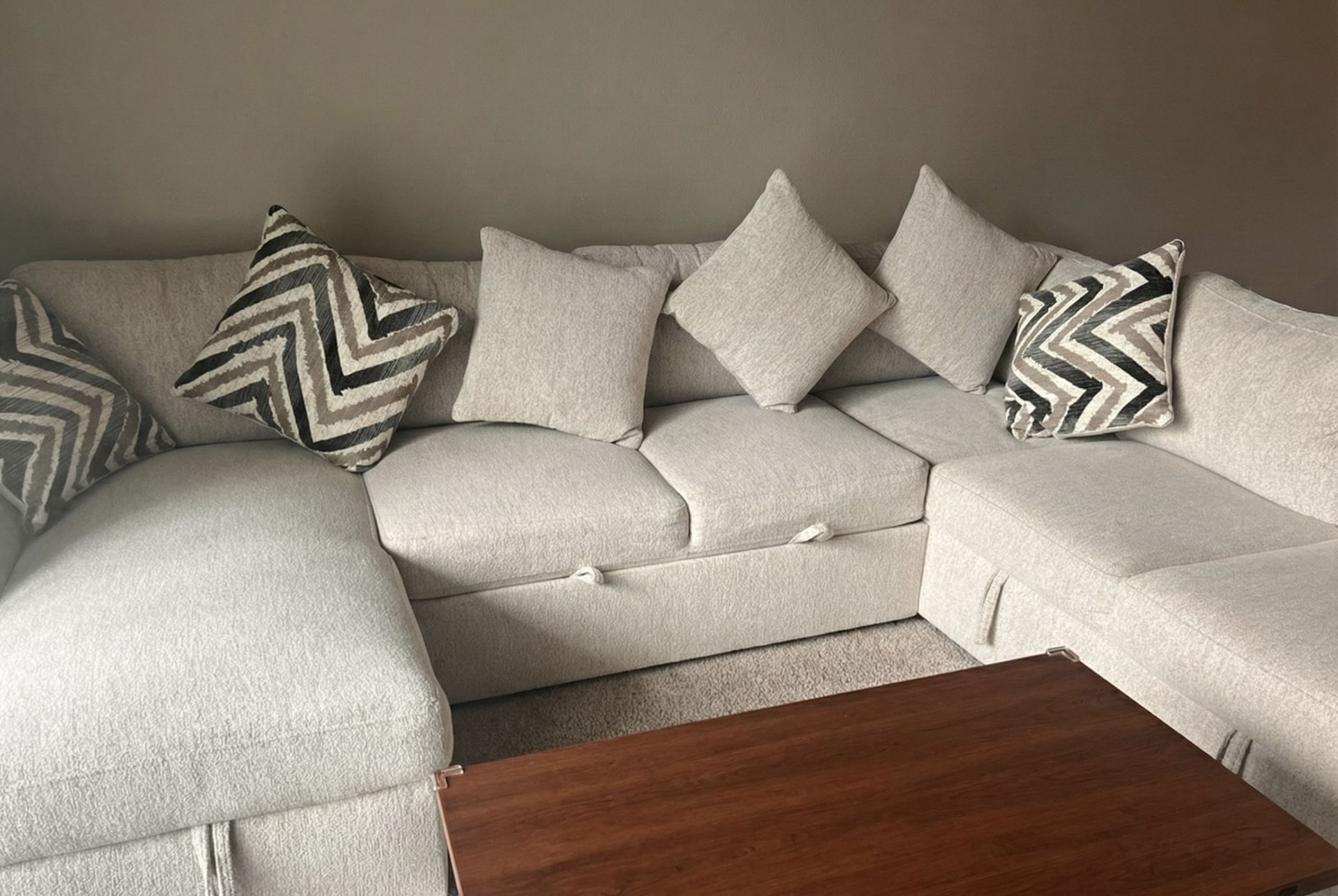 Like New U-Shaped Sleeper Sectional with Storage JR furniture (Bought July 2025)