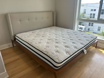 King Size Fabric Bed Frame & Mattress