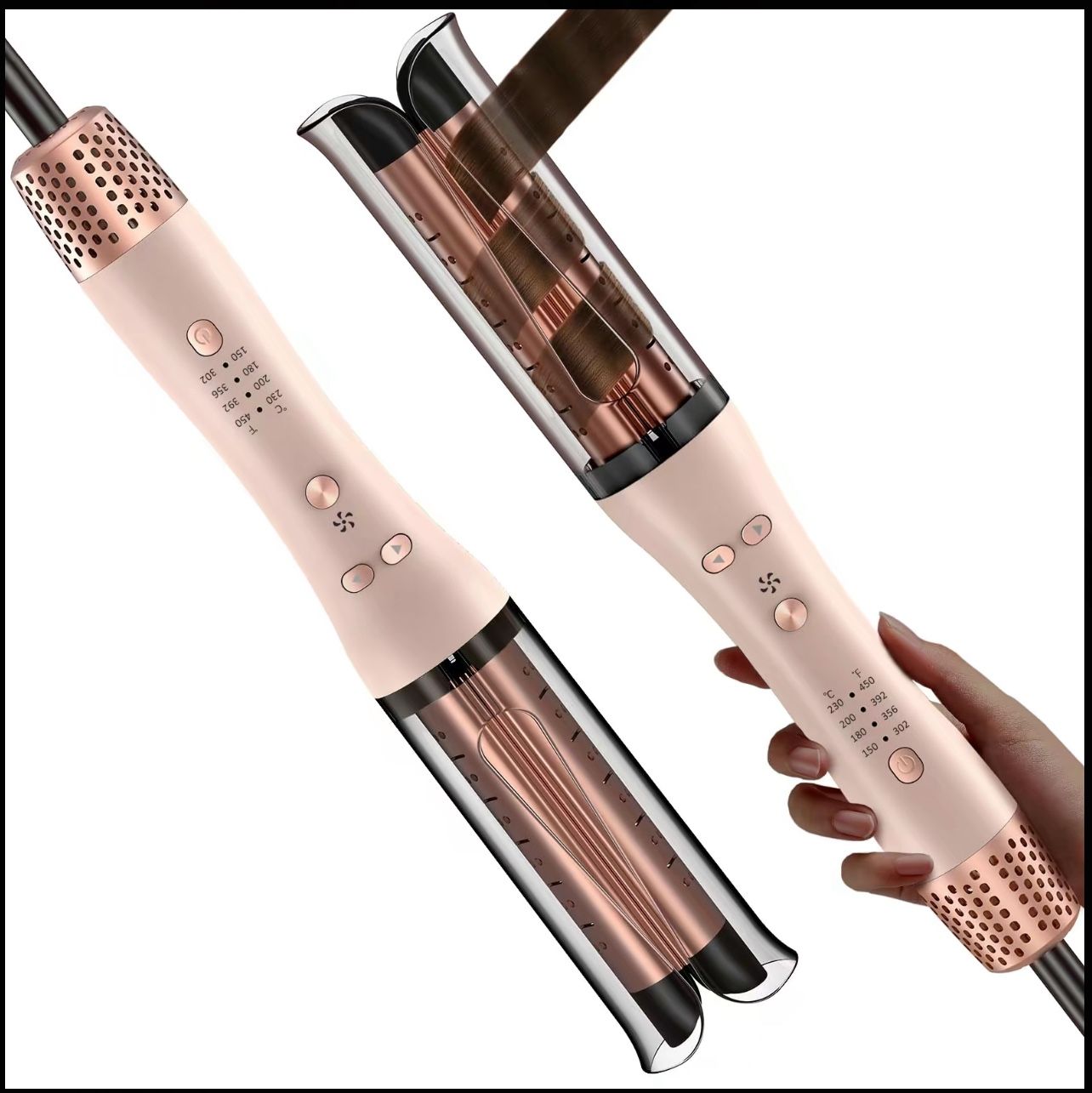Automatic Curling Iron, Auto Hair Curler with 4 Temperature & 3 Timer Portable Hair Curler Automatic Shut-Off, Anti-Scald, Anti-Tangle 500 Million Ion