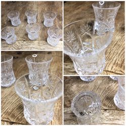 Set of 4 Cut  Crystal shots, Vintage 2 1/2in X 2 In