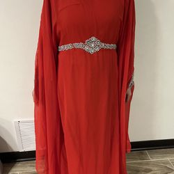 Red Sequin Kaftan One Size It Ties In The Middle To Make Smaller Or Leave Loose For Bigger Sizes
