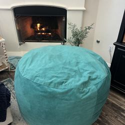 Teal Round Bean Bag Pouf – Ultimate Living Room Lounge Chair**