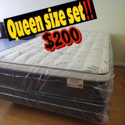 Queen Size Euro Pillow Top Mattress Set‼️