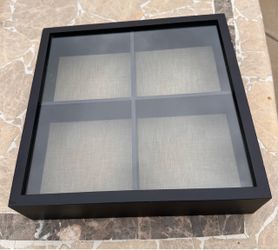 Black 4-Compartment Square Shadow Box Display Case (13" x 13" x 3")