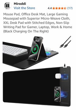 Mouse Pad, Office Desk Mat, Large Gaming Mousepad with Superior Micro-Weave Cloth, XXL Desk Pad wireless charger