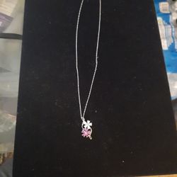 Sterling Silver Necklace with Opal,Pink Topaz and Diamonds Charm