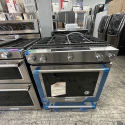 Kitchen Aid 30” Freestanding Gas Range In Stainless Steel New Open Box 