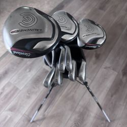 Golf Club Set - Cleveland Driver & Woods - Silver Scot FS Irons