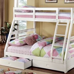 Twin/Full Bunk Beds W/Storage Drawers Comes in 4 Colors