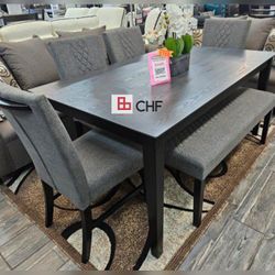Rectangular Dining Table Set With 4 Chairs And Bench Included  