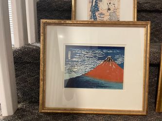 Hokusai Red Fuji Framed Japanese Woodblock Print