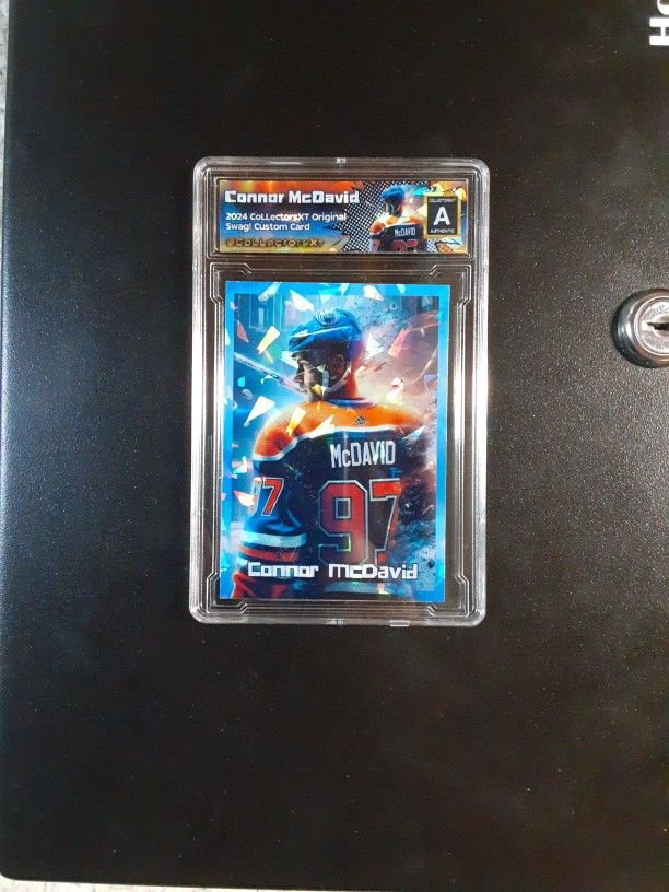Connor McDavid Slab Blue Cracked Ice REFRACTOR Original Art Novelty Card