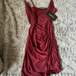 Prettylittlething Red Bodycon Prom Party Dress New