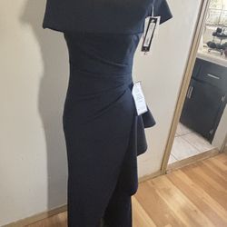 Xscape nwt navy blue off the shoulder 4 petite