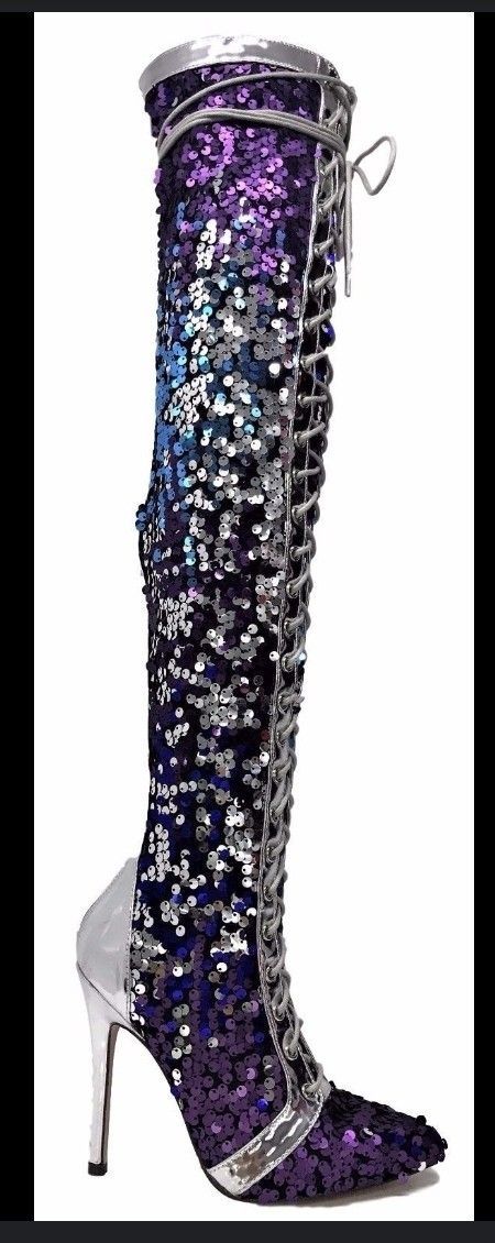 Sequin Over Knee Skinny Boots