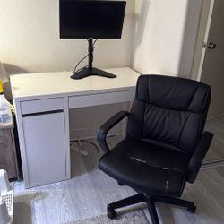 Office Desk, Chair, & Monitor Bundle