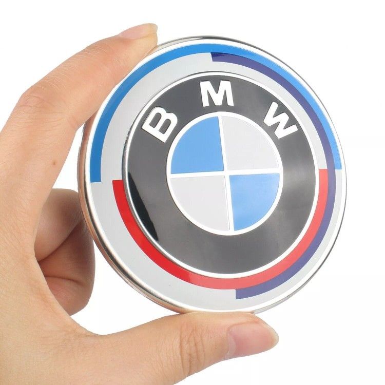 BMW 82mm 50th Anniversary OE Badge Front Hood Emblem Genuine - Brand New