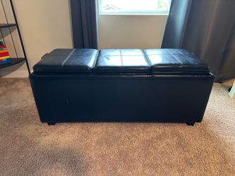 Black Leather Ottoman