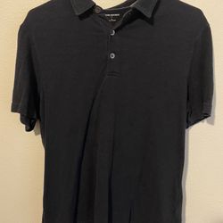 Banana Republic Men's Tall Pique Polo Dark Black (Blk White micro) Large Tall