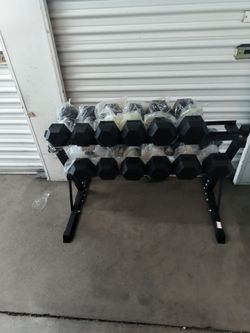 SET DUMBELLS & RACK