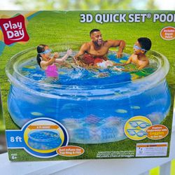 NEW Play Day 8ft 3D Quickset Swimming Pool With 3D Glasses!