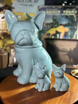 Ceramic French Bulldog Cookie Jar , Salt And Pepper Shakers 