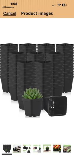 Yaomiao 200 Pack 3 Inch Black Nursery Pot Square Flower Pots Plastic Plant Succulent Planter Seed Starting Pots with Drainage Holes for Garden Office