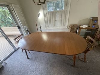 Dining Room Table With 2 Chairs &  4 Extensions  To Make It 89” Long For Those Family Dinners
