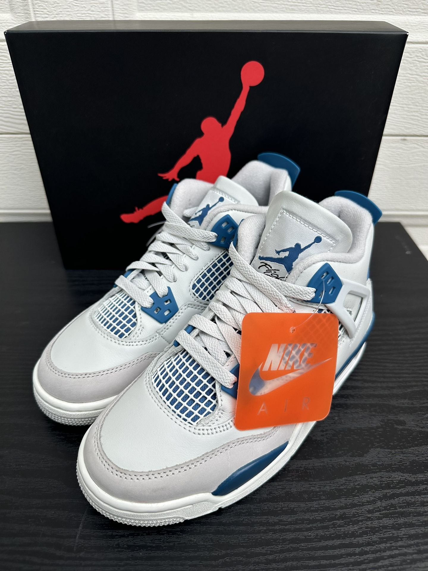 BRAND NEW NIKE AIR JORDANS 4 RETRO GRADE SCHOOL (GS) INDUSTRIAL/MILITARY BLUE YOUTH SIZE 4.5