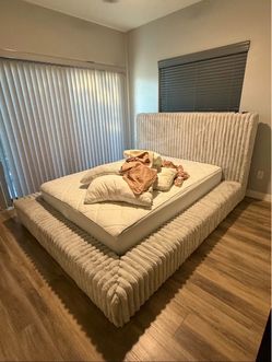 Queen Upholstered Platform Bed Frame