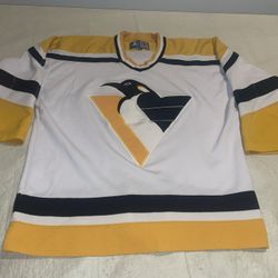 Youth L/Xl Pittsburgh Penguins Starter Jersey NHL Clean Sewn White Vintage 90s