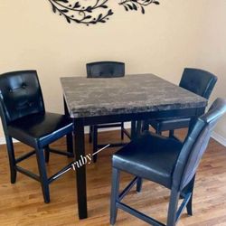 Two Tone Gray / Black Maysville Dining Room Furniture Set| 4 Chairs And Table Set  Kitchen @ Fast Delivery 🚚