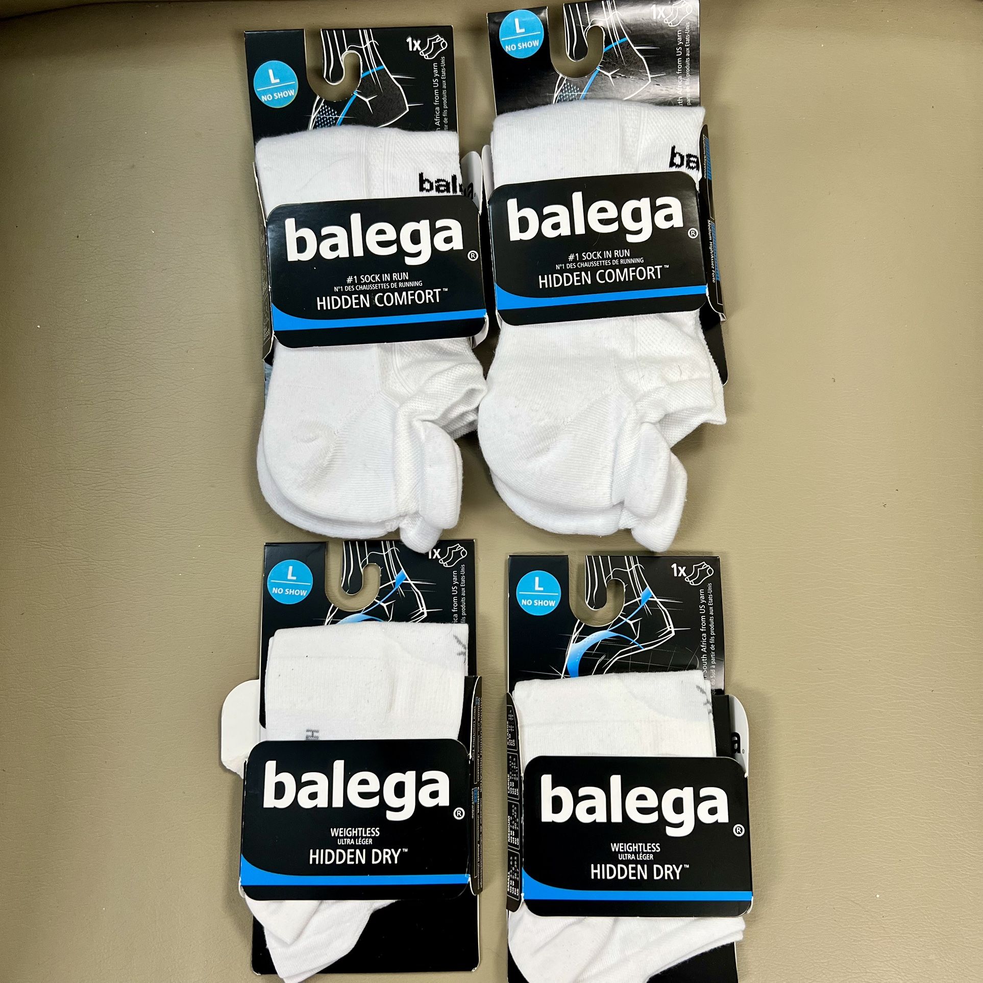 NEW Balega No-Show Running Socks – Hidden Comfort & Hidden Dry (4 Pairs) – Size Large