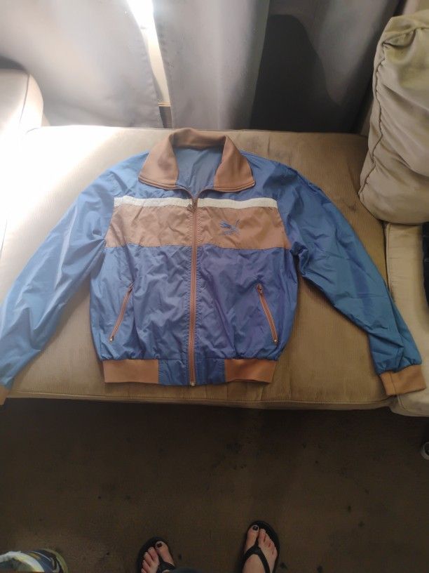 Vintage Puma Track Nylon Jacket 80s Sz.L Blue 90s Retro Running Men's