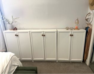 3 IKEA Billy bookcases with Oxberg doors