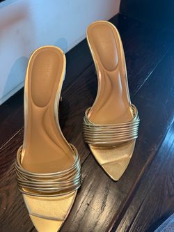 Brand New INC Gold Strappy stilettos mule size 10