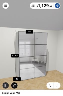 IKEA Double Wardrobe With Glass Doors