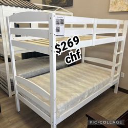 White Twin / Twin Bunk Bed  - October Sale ! 