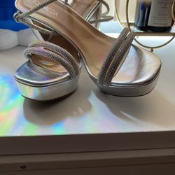 Silver Heels With Strap